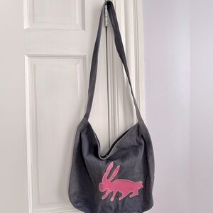 Gray Bag with Pink Rabbit Design